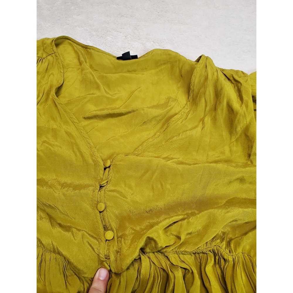 Torrid Chartreuse Green Satin Button Midi Dress 2x 18 20 Boho Bohemian Modest - Picture 2 of 7